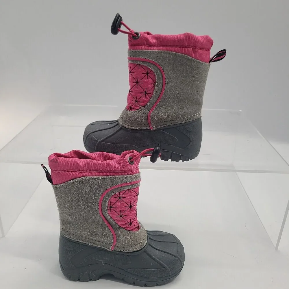 SPORTO Little Girl's 5/6 Gray & Pink Snowflake Winter Boots